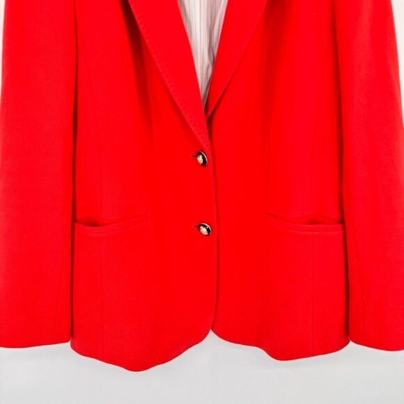 Talbots Womens orange Blazer Jacket Size 10 Cotton Blend crest Button lined - Picture 6 of 14